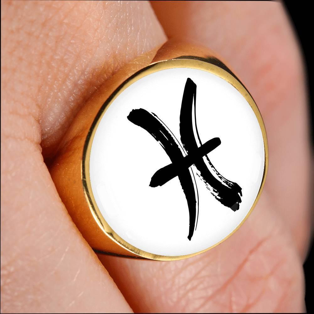 Pisces Zodiac Stainless Steel or 18k Gold Ring - ZodiacFanatic