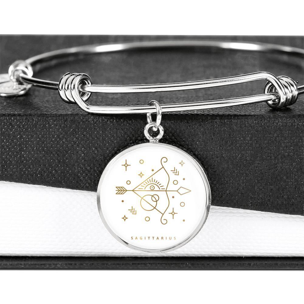 Sagittarius Zodiac Adjustable Luxury Bangle made from Stainless Steel or 18k Gold - ZodiacFanatic