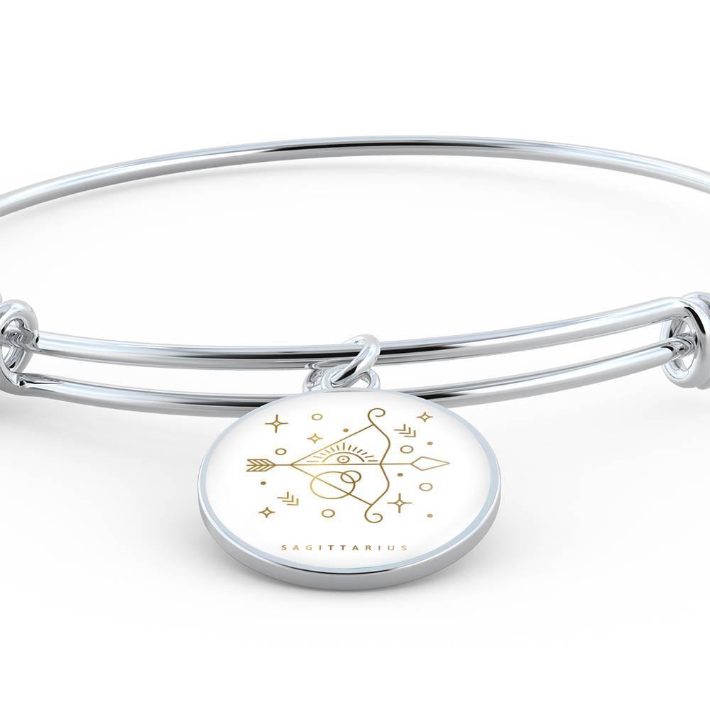 Sagittarius Zodiac Adjustable Luxury Bangle made from Stainless Steel or 18k Gold - ZodiacFanatic