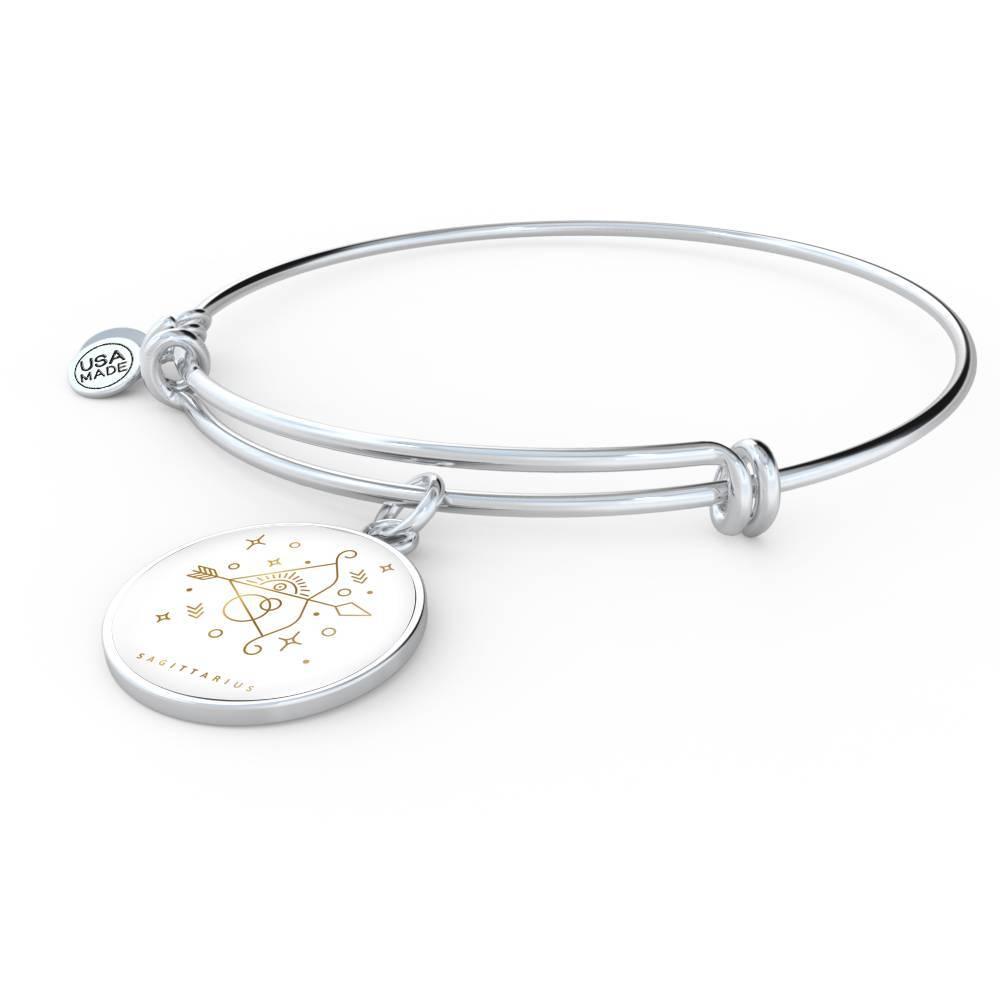 Sagittarius Zodiac Adjustable Luxury Bangle made from Stainless Steel or 18k Gold - ZodiacFanatic