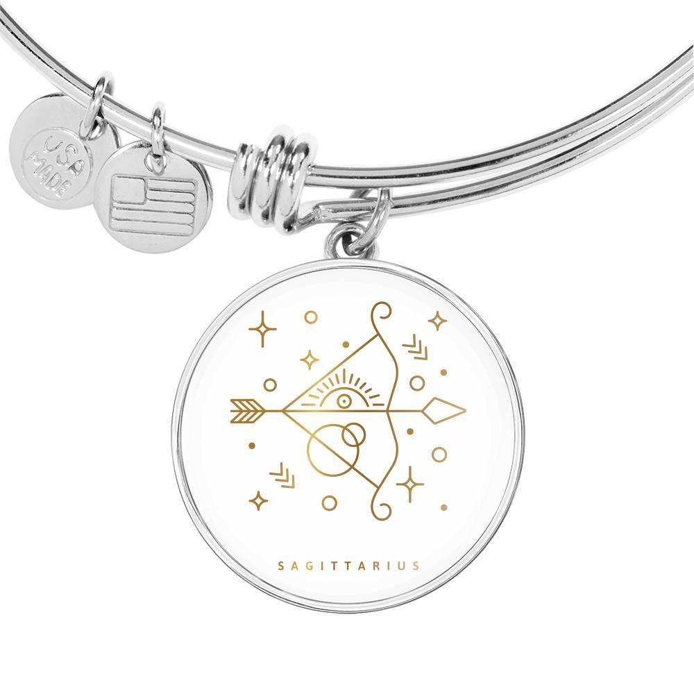 Sagittarius Zodiac Adjustable Luxury Bangle made from Stainless Steel or 18k Gold - ZodiacFanatic