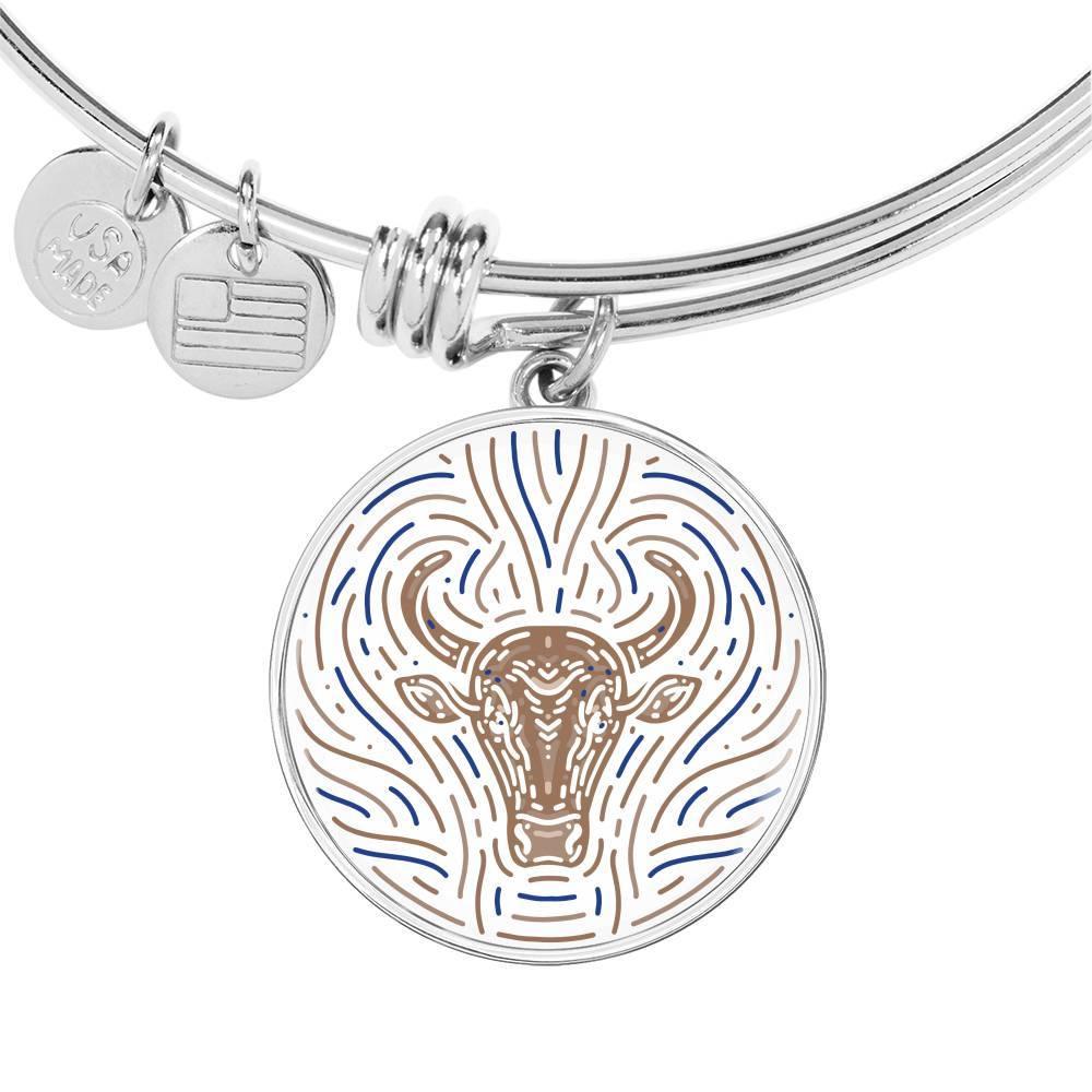 Taurus Zodiac Adjustable Artistic Bangle made from Stainless Steel or 18k Gold - ZodiacFanatic