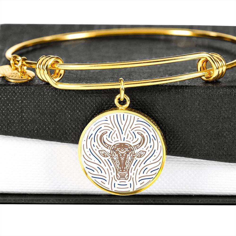 Taurus Zodiac Adjustable Artistic Bangle made from Stainless Steel or 18k Gold - ZodiacFanatic