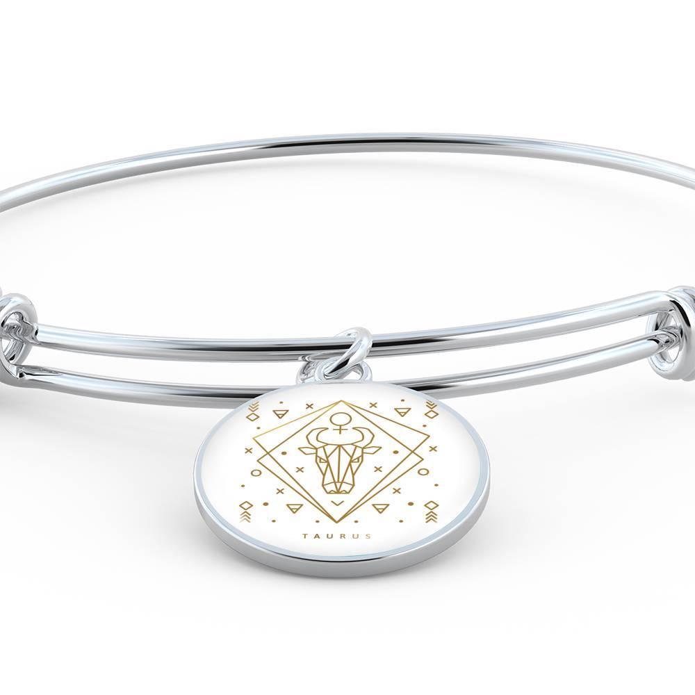 Taurus Zodiac Adjustable Luxury Bangle made from Stainless Steel or 18k Gold - ZodiacFanatic