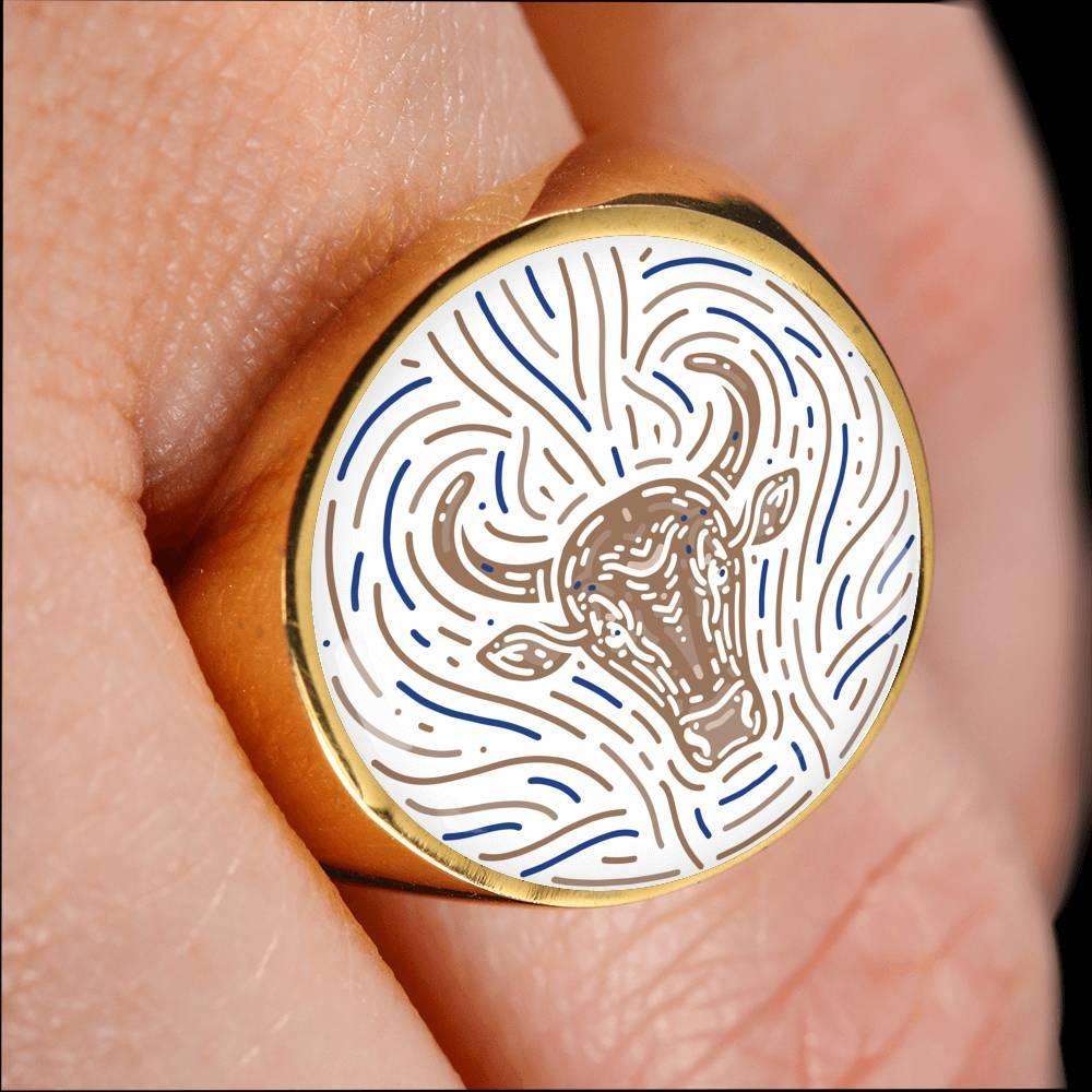 Taurus Zodiac Artistic Stainless Steel or 18k Gold Ring - ZodiacFanatic