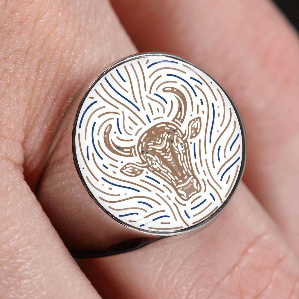 Taurus Zodiac Artistic Stainless Steel or 18k Gold Ring - ZodiacFanatic
