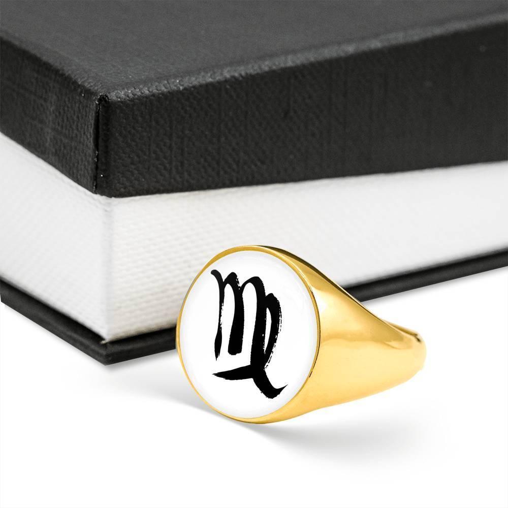 Virgo Zodiac Stainless Steel or 18k Gold Ring - ZodiacFanatic