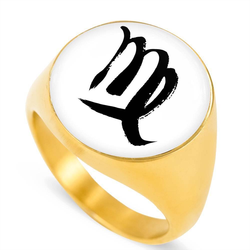 Virgo Zodiac Stainless Steel or 18k Gold Ring - ZodiacFanatic