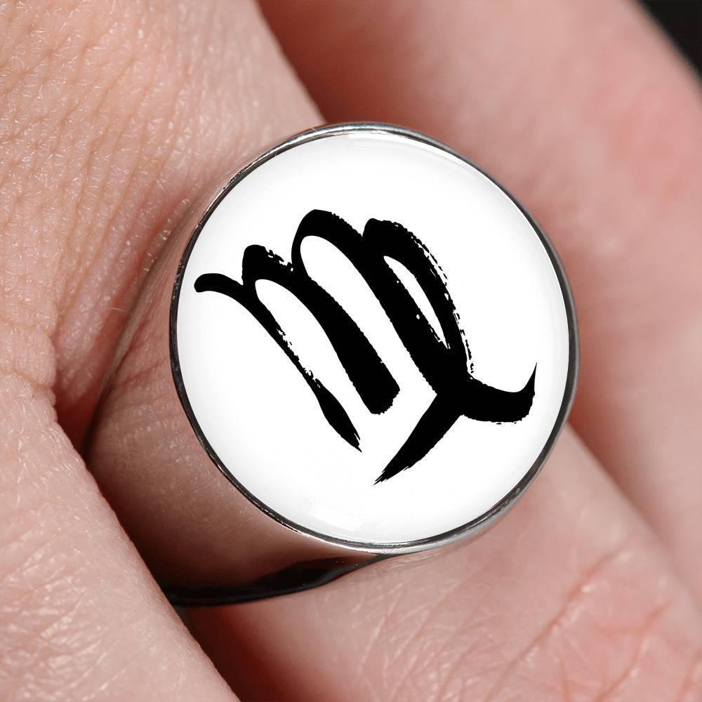 Virgo Zodiac Stainless Steel or 18k Gold Ring - ZodiacFanatic